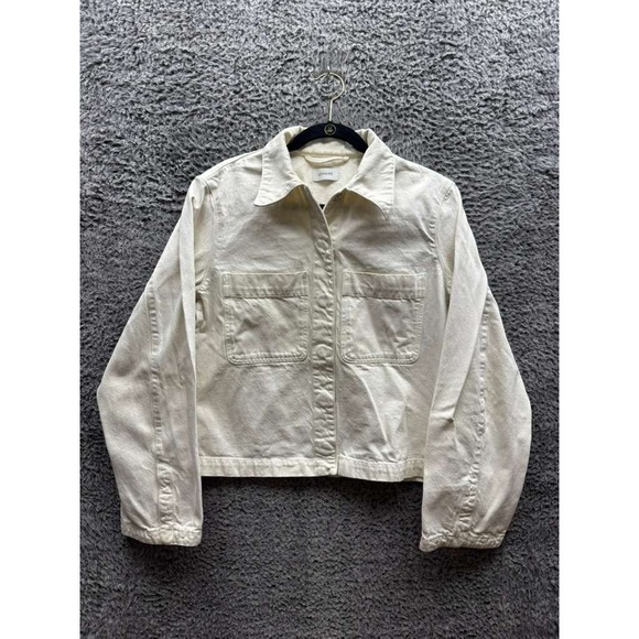 Lemaire Garment-Dyed Cotton-Twill Long Sleeve Overshirt Off-White Womens Size 34 - Picture 1 of 14
